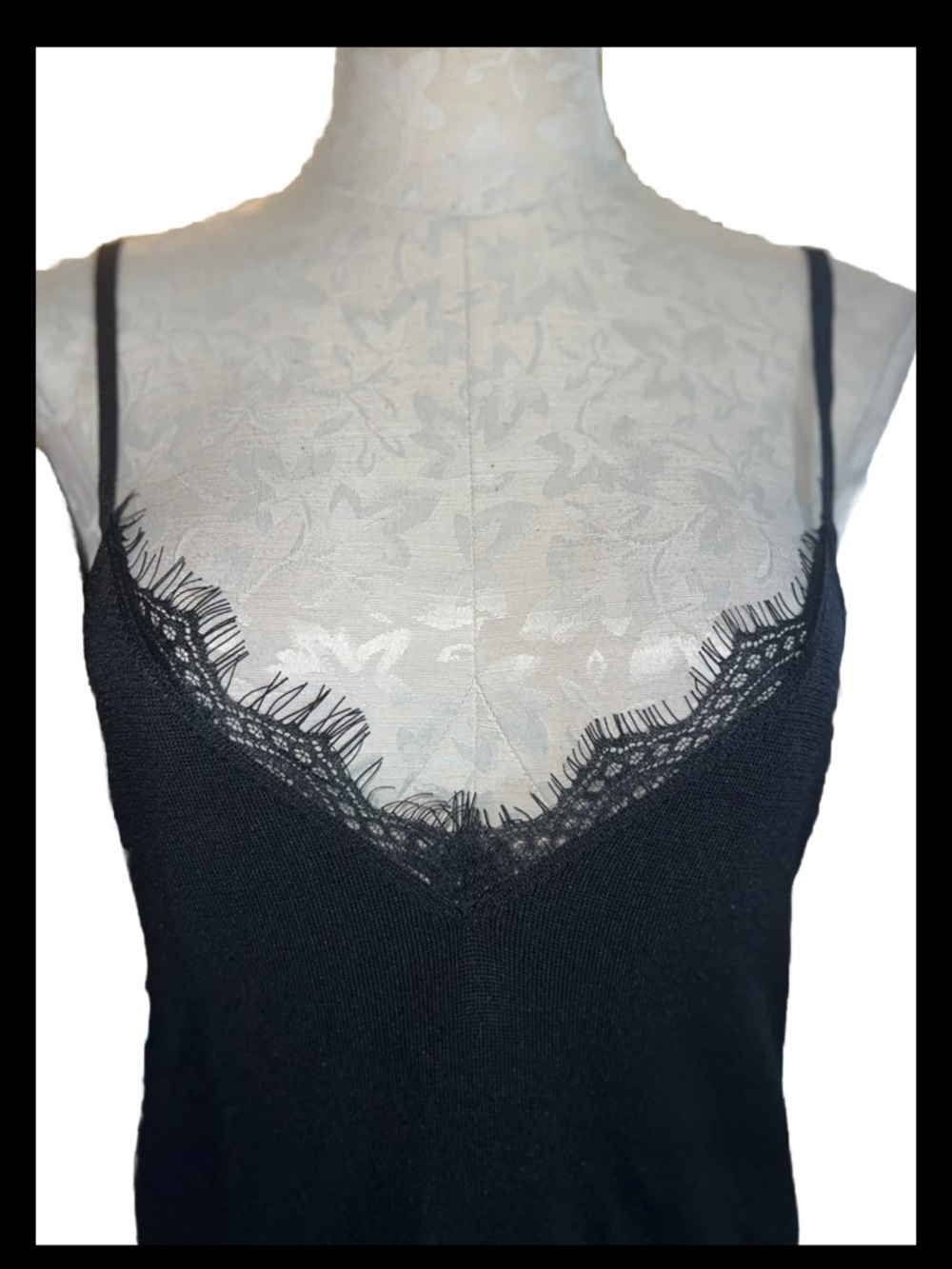 Zara Black Lace-Trim Knit Cami Maxi Dress - Picture 4 of 15